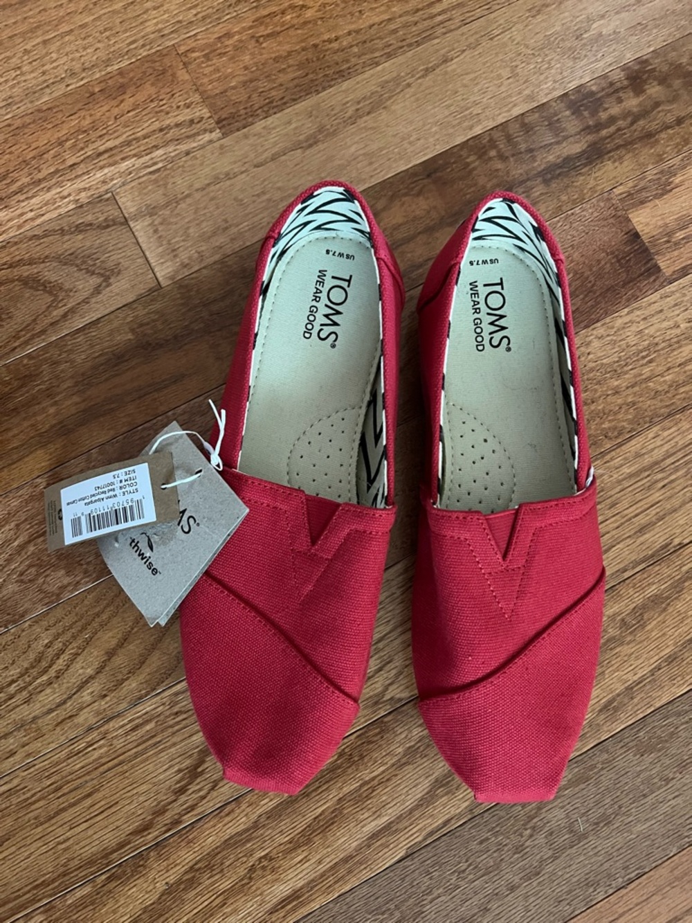 Toms Women’s Red Canvas Slip-On Flats NWT